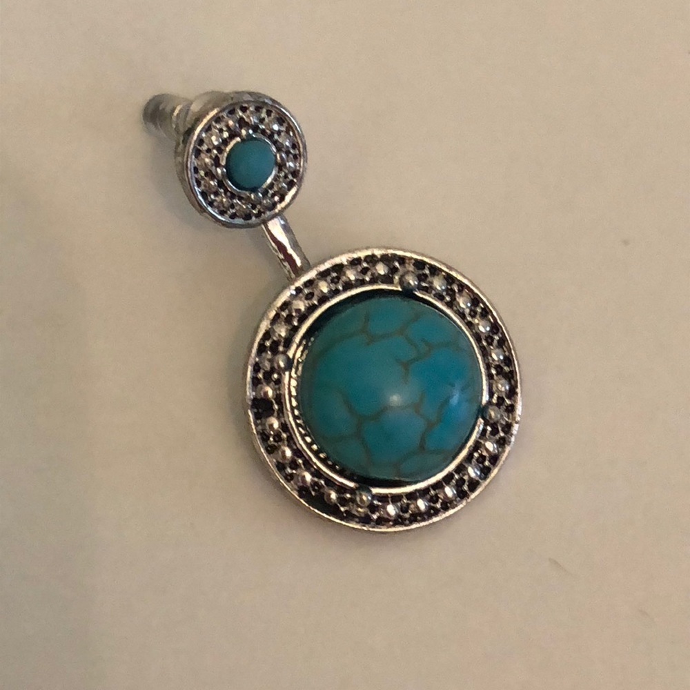 BEAUTIFUL STONE FRONT/Back two way earrings studs - Picture 2 of 8